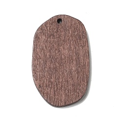 Coconut Brown Spray Painted Wood Pendants, Walnut Wood Tone Polygon Charms, Coconut Brown, 39x24x4mm, Hole: 2mm