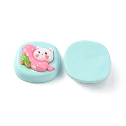 Pale Turquoise Opaque Cute Cartoon Resin Cabochons, Rectangle, Pale Turquoise, 15.5~17x16~17.5x7.5~8mm