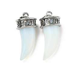 Опал Opalite подвески, подвески в форме кинжала с фурнитурой из сплава, античное серебро, 35~38x16x14~14.5 мм, отверстие : 4 мм