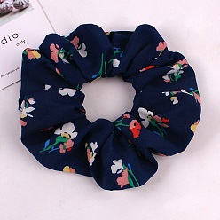 C111 floral hairband navy blue Pineapple Fabric Hair Tie for Women's Office Look - Elastic Headband Accessory