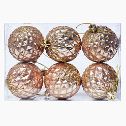 PeachPuff Plastic Christmas Ball Pendant Decorations, Christmas Tree Hanging Decorations, Round, PeachPuff, 60mm, 6pcs/box