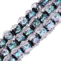 Темно-бирюзовый Стеклянные бусины ручной работы стеклянные бусины из фольги, круглые, граненые, темные бирюзовый, 9.5~10 мм, отверстие : 1.2~1.5 мм, около 40 шт / нитка, 12.20~12.60'' (31~32 см)