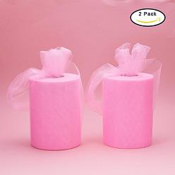 Pink Сетчатые ленты Benecreat Deco, тюль ткань, Тюль-рулонная ткань для юбки, розовые, 6 дюйм (150 мм), 100yards / рулон (91.44 м / рулон)