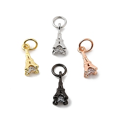 (52) Непрозрачная лаванда Латунные микро проложить кубического циркония прелести, Эйфелева башня, разноцветные, 11x4.5 мм, отверстие : 3 мм