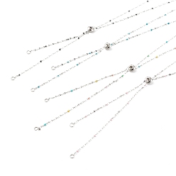 Mixed Color Adjustable Stainless Steel Slider Necklaces Making, with Enamel, Stainless Steel Color, Mixed Color, 19.68 inch(50cm)