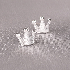 Crown Mini 925 Sterling Silver Stud Earrings for Girls, Silver Color Plated, Crown, 5mm