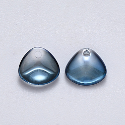 Marine Blue Transparent Spray Painted Glass Charms, Pearl Luster Plated, Petaline, Marine Blue, 7x8x2.5mm, Hole: 1mm