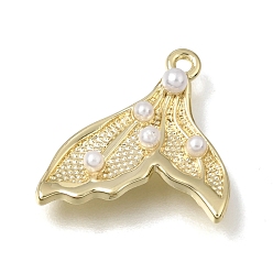 Light Gold Кулоны из латуни и пластиковых жемчужин, прелести хвоста русалки, золотой свет, 21x17x4 мм, отверстие : 1.4 мм