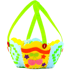 Cherry Easter Theme Non-woven Fabrics Baskets Kits, with Plastic Pin, Yarn and Adhesive Back, for Storing Home Fruit Snack Vegetables, Children Toys, Colorful, Cherry Pattern, 145x105x210mm