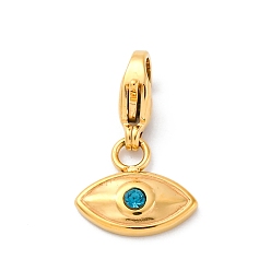 Сапфир Глаз 304 подвеска из нержавеющей стали со стразами, с застежкой омар коготь, реальный 14 k позолоченный, ионное покрытие (ip), сапфир, 19 мм