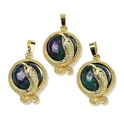 Джаспер Кунжут Латунные подвески из натуральной окрашенной кунжутной яшмы плоской круглой формы, стойки покрытие, без кадмия и без свинца, золотые, 29.5x21.5x9.5~11 мм, отверстие : 7.5x4.5 мм