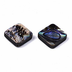 Colorful Natural Abalone Shell/Paua Shell Beads, Rhombus, Colorful, 15.5x15.5x3.5mm, Hole: 1mm, Side Length: 12.5mm