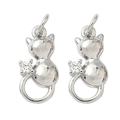 Платина Кулон из циркония, форма кошки, с целью перехода в кольце, долговечный, без кадмия и без свинца, стойки покрытие, платина, 18x7.5x2.5 мм, отверстие : 3 мм