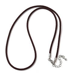 Седло Коричневый 2мм круглый нейлоновый миланский шнур для изготовления ожерелья, с латунными выводами и 303 застежками из лобстера из нержавеющей стали, цвет нержавеющей стали, седло коричневый, 18.50~18.70 дюйм (47~47.5 см)