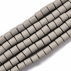 Серебро Ручной полимерные нити глины шарик, колонка, серебряные, 6.5x6 мм, отверстие : 1.2 мм, около 61 шт / нитка, 15.75 дюйм (40 см)