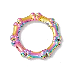 Rainbow Color Ion Plating(IP) 304 Stainless Steel Linking Rings, Imitation Bone Beaded Heptagon Ring, Rainbow Color, 21x21x2.5mm, Inner Diameter: 13mm