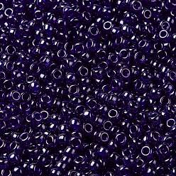 (RR176) Transparent Cobalt Luster MIYUKI Round Rocailles Beads, Japanese Seed Beads, 8/0, (RR176) Transparent Cobalt Luster, 3mm, Hole: 1mm, about 2111~2277pcs/50g