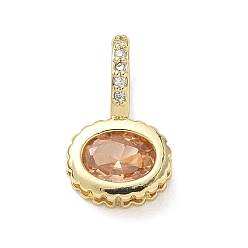 Marrón arenoso Latón pavimenta colgantes de circonio cúbico, encantos ovales, larga duración plateado, chapado en rack, sin plomo y el cadmio, real 18 k chapado en oro, arena marrón, 17x10x7.8 mm, agujero: 5x7 mm