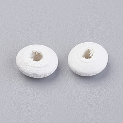 White Natural Wood Beads, Dyed, Rondelle, White, 9~10x4mm, Hole: 2.5~3mm, about 4160pcs/500g