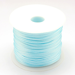 Light Sky Blue Nylon Thread, Rattail Satin Cord, Light Sky Blue, 1.5mm, about 100yards/roll(300 feet/roll)