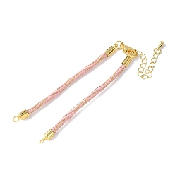 Pink Нейлона шнур браслеты, для изготовления браслета с соединителем, с реечным покрытием, золотыми застежками-карабинами и удлинителями цепочек, долговечный, без кадмия и без свинца, розовые, 5-3/4~6x1/8x1/8 дюйм (14.7~15.2x0.3 см)