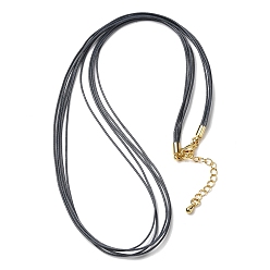 Шифер Серый 1мм вощеный шнур 5-образное ожерелье, с латунными выводами и 304 застежками из лобстера из нержавеющей стали, золотые, шифер серый, 18.90 дюйм (48 см)