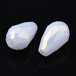 Кремово-белый Лакированные бусины из акрила , прорезиненный стиль, граненые, слеза, кремово-белые, 12x7.5 мм, отверстие : 2 мм, Около 1580 шт / 500 г