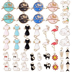 Mixed Color 42Pcs 21 Styles Alloy Enamel Pendants, with Crystal Rhinestone, Mixed Color, 2pcs/style