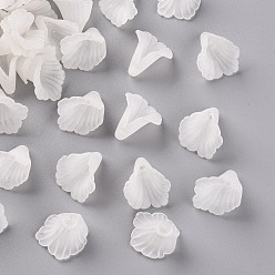 Прозрачный Прозрачные колпачки акриловая бисера, труба цветок бисер, матовые, цветок, прозрачные, 18x18x17 мм, отверстие : 1.5 мм, Около 700 шт / 500 г