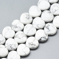 Howlite Natural Howlite Beads Strands, Faceted, Heart, 14.5~15x15~15.5x7~8mm, Hole: 1.2mm, about 14pcs/strand, 7.6 inch