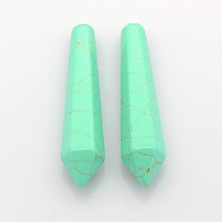 Aigue-marine Pierre précieuse synthétique turquoise à facettes, teint, aigue-marine, 45~53x10~11mm