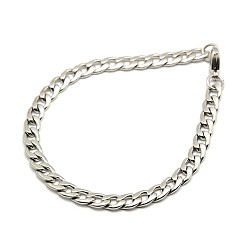 Stainless Steel Color 304 Stainless Steel Curb Chain/Twisted Chain Bracelets, with Lobster Claw Clasps, Stainless Steel Color, 8-1/8 inch(205mm), 65mm