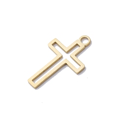 Golden Stainless Steel Pendants, Cross Charm, Golden, 30x18x1.5mm, Hole: 3mm