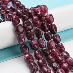 Purple Natural Quartz Beads Strands, Dyed, Faceted, Oval, Purple, 8~12x7~10x7~9mm, Hole: 1.2mm, about 35pcs/strand, 14.96''(38cm)