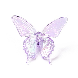 Сливовый УФ-покрытие Радужные радужные прозрачные акриловые бусины, бабочка, слива, 33.5x40x12.5 мм, отверстие : 3.2 мм