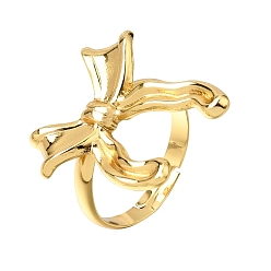 Golden 304 Stainless Steel Enamel Cuff Open Rings, Bowknot, Golden, 18mm
