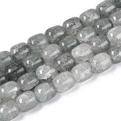 Светло-серый Выпечки нарисованные потрескивание стеклянные бусины пряди, баррель, светло-серый, 9.5~10x8~8.5 мм, отверстие : 0.8~1.4 мм, около 79~83 шт / нитка, 29.92~31.5'' (76~80 см)
