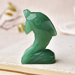 Green Aventurine Natural Green Aventurine Carved Healing Dolphin Figurines, Reiki Energy Stone Display Decorations, 30x18x50mm