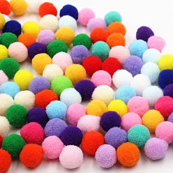 Mixed Color DIY Doll Craft Polyester High-elastic Pom Pom Ball, Round, Mixed Color, 1.5cm, 100pcs/bag