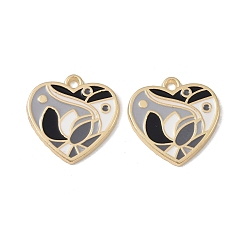 Черный Стойки обшивки сплава эмали подвески, без кадмия, без никеля и без свинца, шарма сердца, чёрные, 25x25x2 мм, отверстие : 2 мм