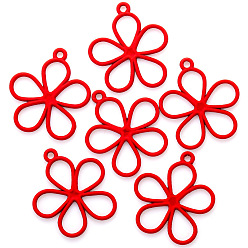 Red DIY Jewelry Accessories Hollow Flower Alloy Pendant, Red, 19x17mm