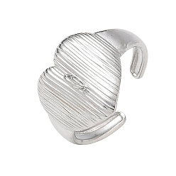 Stainless Steel Color 304 Stainless Steel Finger Rings Components, with Loop, Heart, Tarnish Free, Stainless Steel Color, 16mm, Hole: 2mm, 18mm