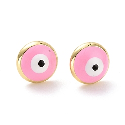 Бледно-Розовый Серьги-гвоздики с эмалью от сглаза, украшения из латуни с покрытием из светлого золота для женщин, без кадмия и без свинца, розовый жемчуг, 10 мм, штифты : 0.9 мм