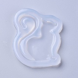 White Food Grade Silicone Molds, Resin Casting Molds, For UV Resin, Epoxy Resin Jewelry Making, Cat Shape, White, 52x43x7mm, Inner Diameter: 42x35mm