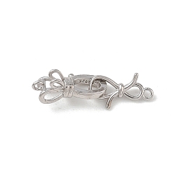 Plaqué Platine Véritable 925 fermoirs pliables en argent sterling, fleur, crémaillère plaquage, plaqué longue durée, Platine plaqué, 24mm, Trou: 1mm