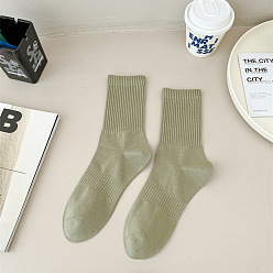 Dark Khaki Cotton Knitting Socks, Ribbed Winter Warm Thermal Socks, Dark Khaki, 250x70mm