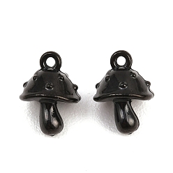 Черный 304 304 брелоки из нержавеющей стали, гриб, ионное покрытие (ip), чёрные, 13x9.5x9 мм, отверстие : 1.2 мм