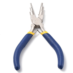 Dark Blue 6-in-1 Bail Making Pliers, with Plastic Handles, 45# Steel 6-Step Multi-Size Wire Looping Forming Pliers, for Loops and Jump Rings, Dark Blue, 15x9.85x1.35cm
