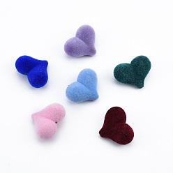 Mixed Color Opaque Resin Beads, Flocky Heart, Mixed Color, 17x22x9mm, Hole: 1.6mm