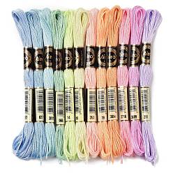 Mixed Color 12 Skeins 12 Colors 6-Ply Polyester Embroidery Floss, Cross Stitch Threads, Spring Color Series, Mixed Color, 0.5mm, about 8.75 Yards(8m)/Skein, 12 skeins/set